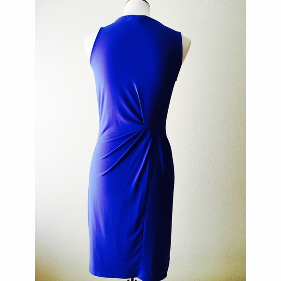 MICHAEL Michael Kors Drape Neck Blue Sheath Dress - Picture 2 of 5