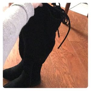 Over the knee black suede boots
