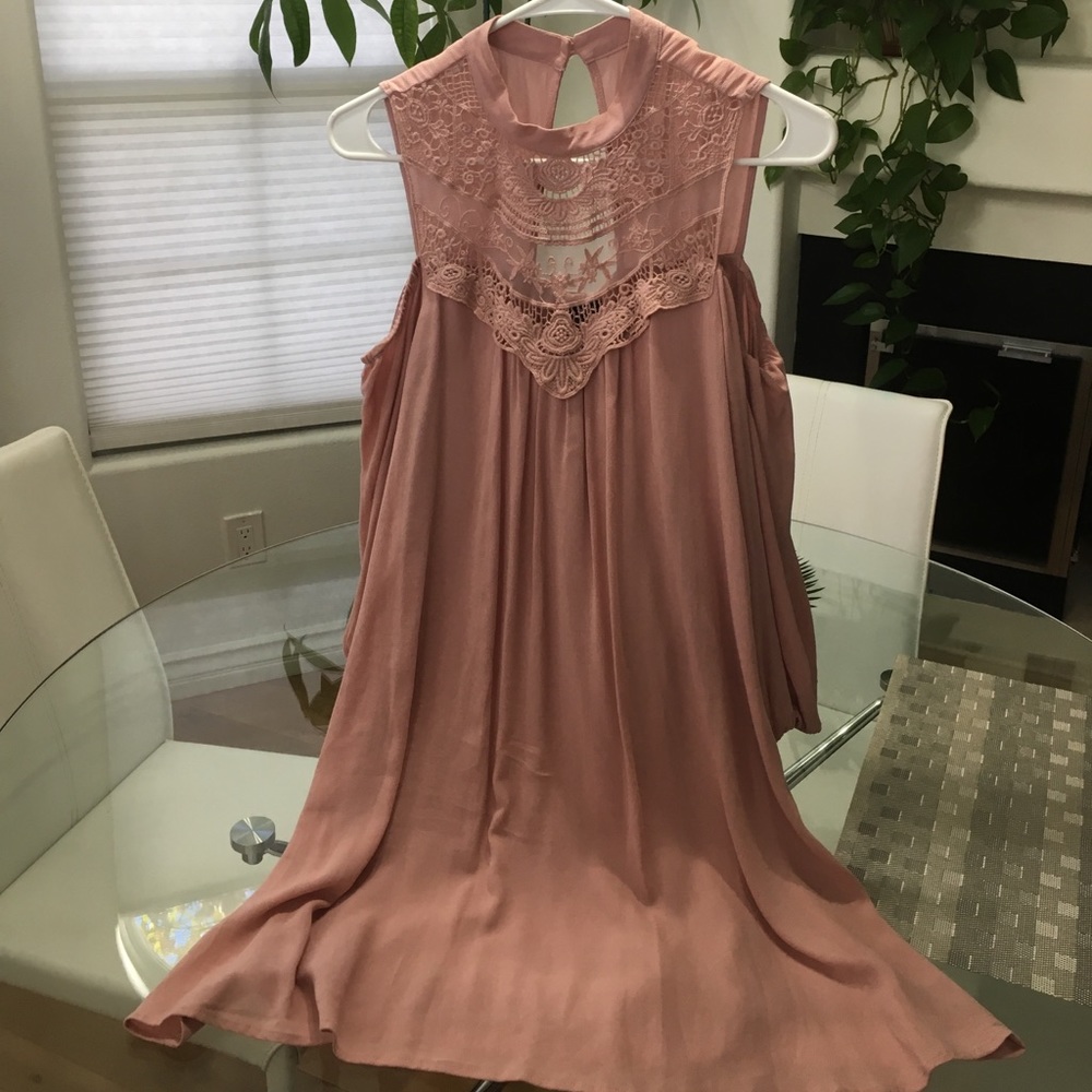 Light pink off the shoulder dress
