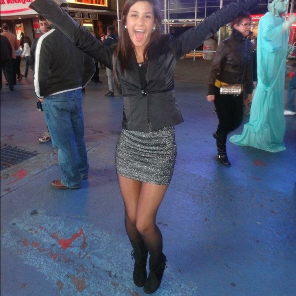 Gray sparkle tight mini skirt