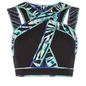 NWT BCBGMAXAZRIA ALISA PALMS BLOCKED CROP TOP