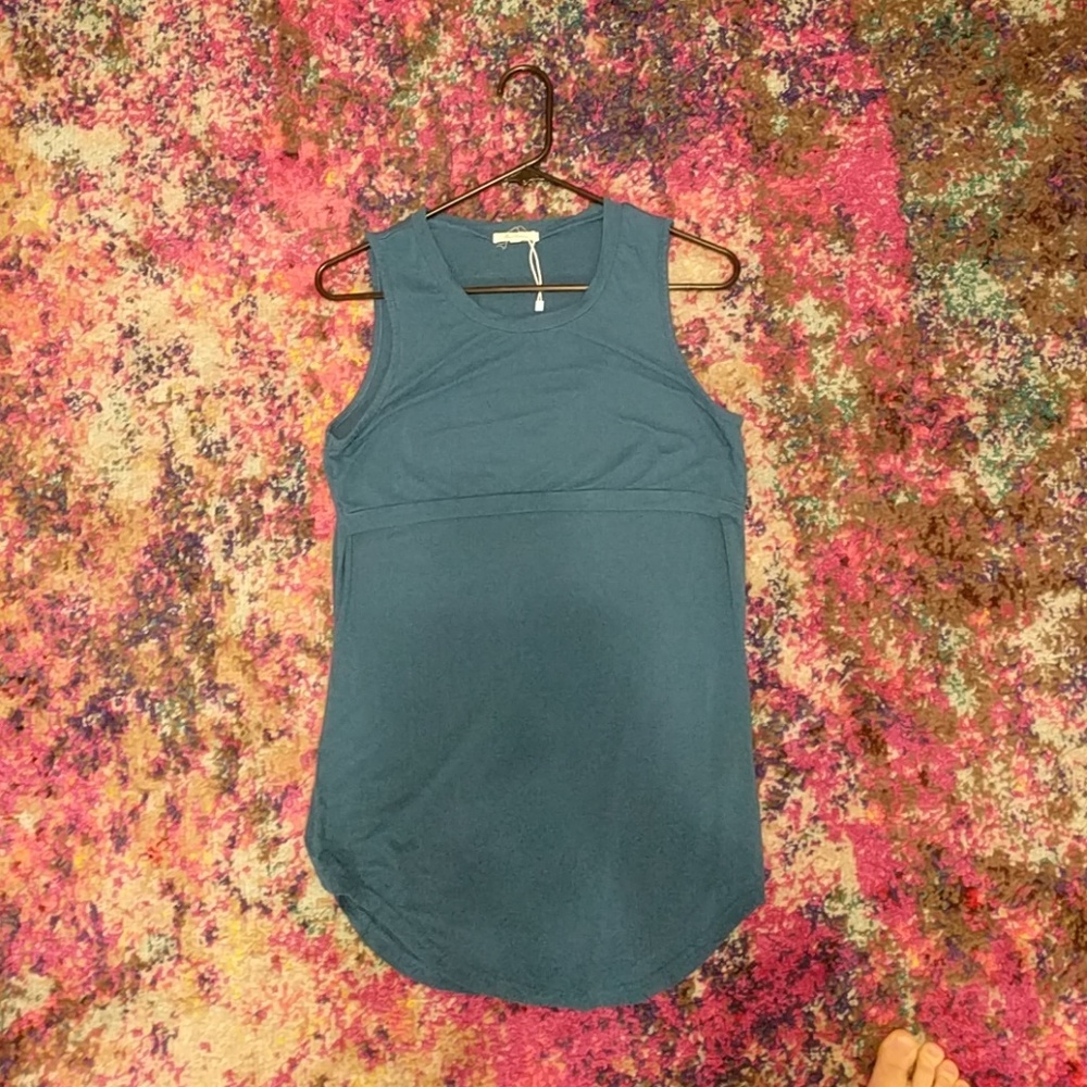 Blue nursing maternity tank