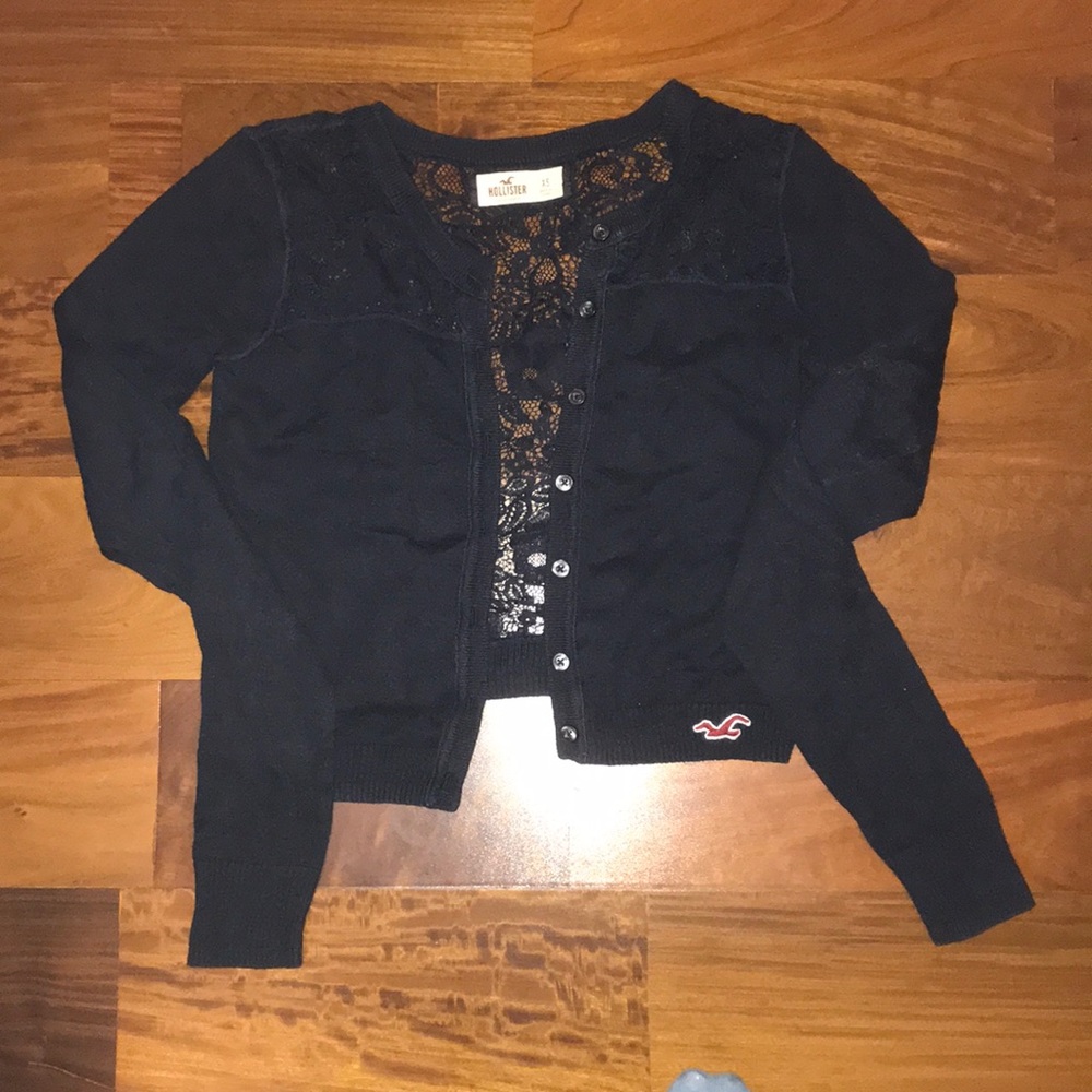 Hollister Navy cardigan with lace back XS