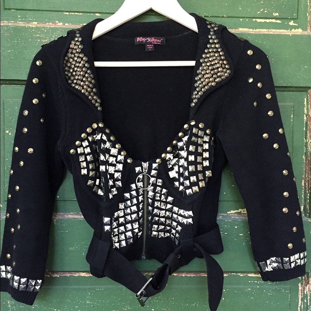 ❌sold❌Rare Betsey Johnson Black Bustier Sweater