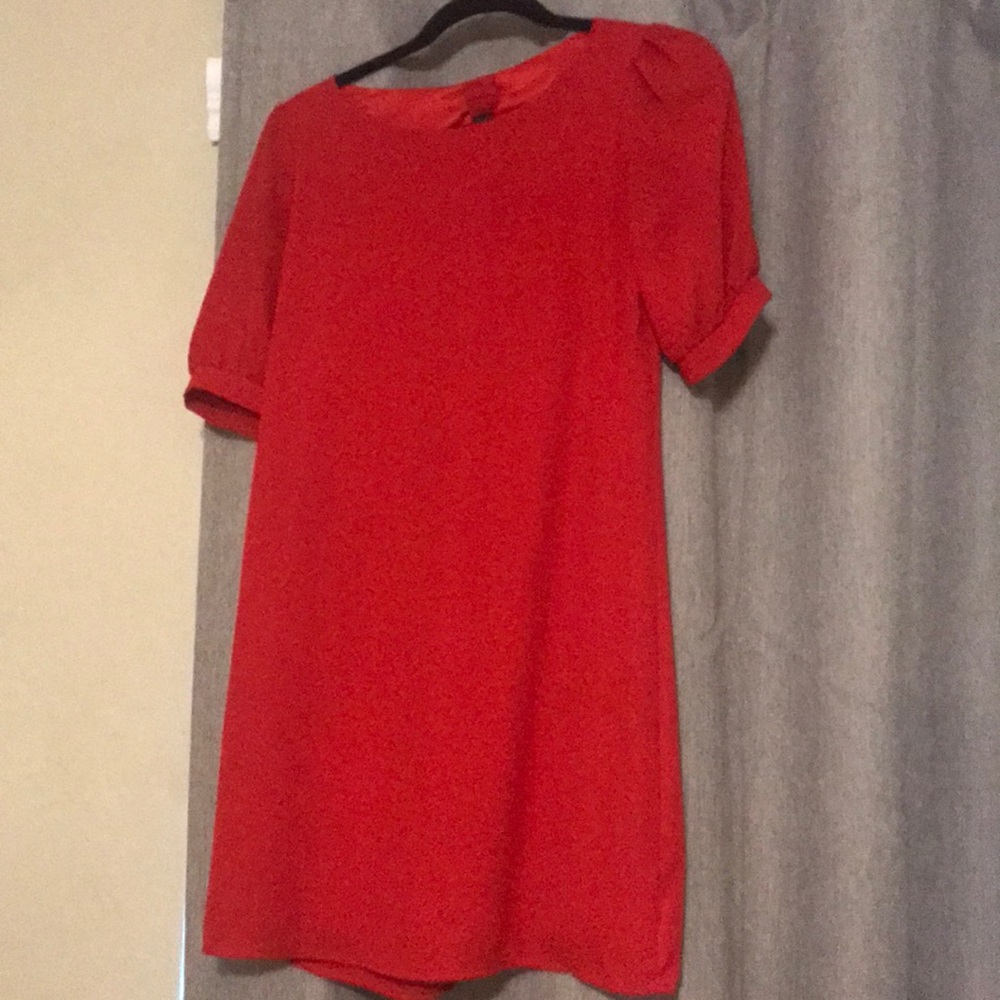 Red peep back dress