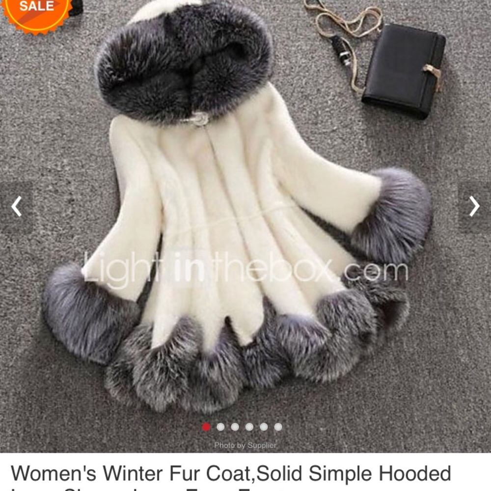 faux fur coat- winter white & black - long sleeved