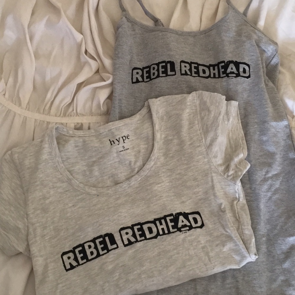 Rebel Redhead tank or tshirt grey