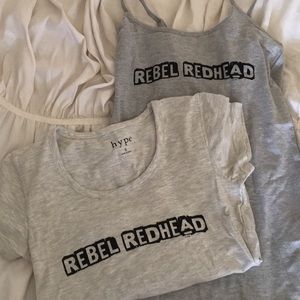 Rebel Redhead tank or tshirt grey