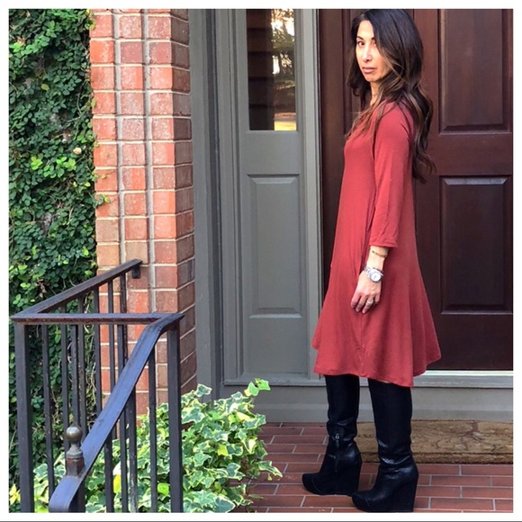 ✨LAST ONE ✨Rust side pocket triple lattice dress - Picture 6 of 8