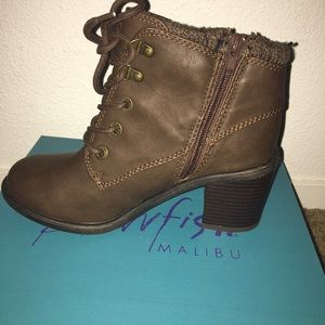 Brown Chunky Heeled Booties