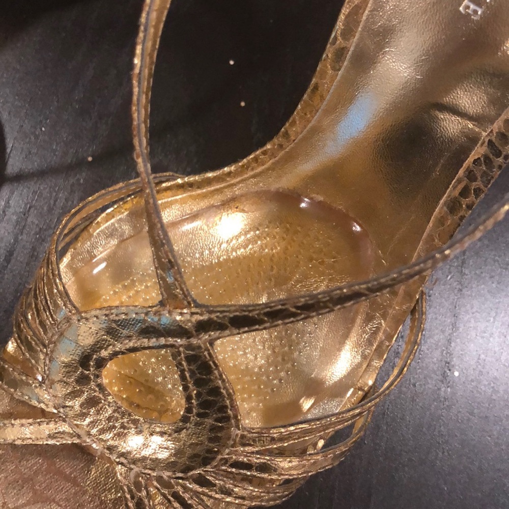 Kelly & Katie Gold Snakeskin Strappy Heels - Picture 4 of 4