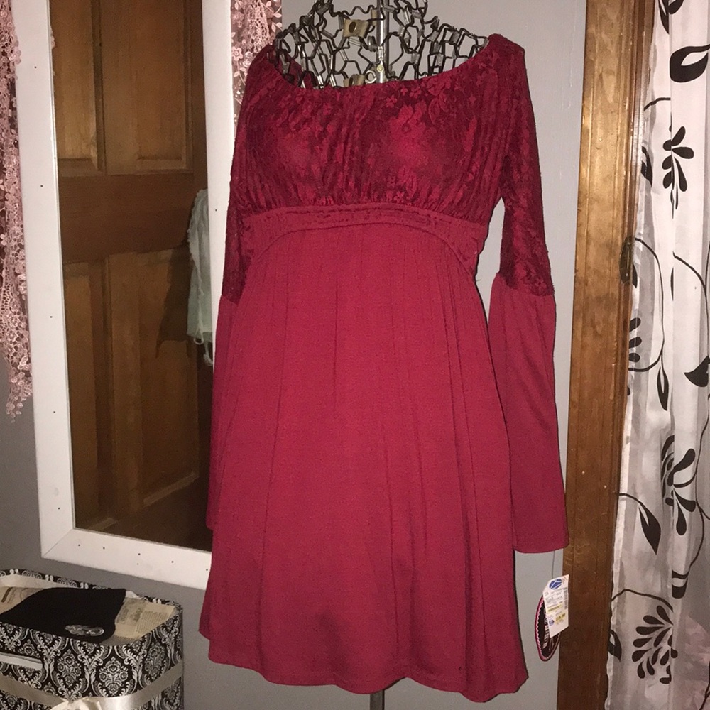 Medium dark red knee length dress