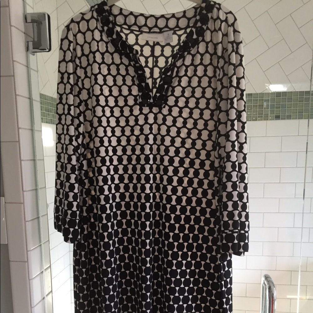 Chico’s black and white dress black jewel neckline