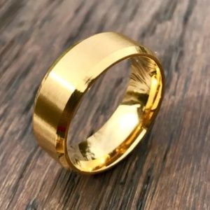 Gold titanium ring wedding band unisex