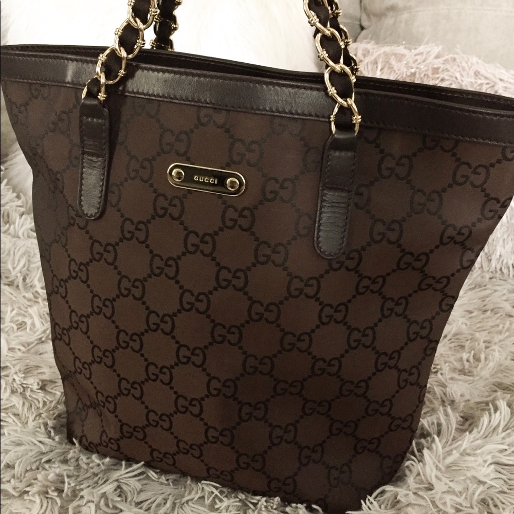 Gucci Large Brown GG Canvas Chainlink Tote