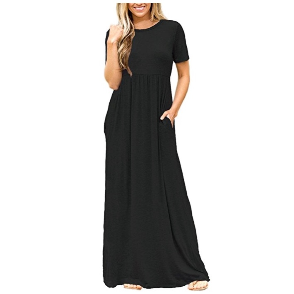 💃🏻Short Sleeve Maxi Dress Black