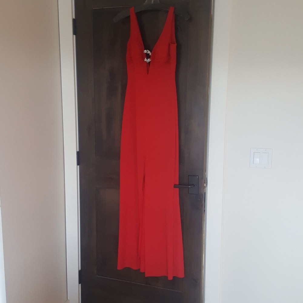 Red evening gown