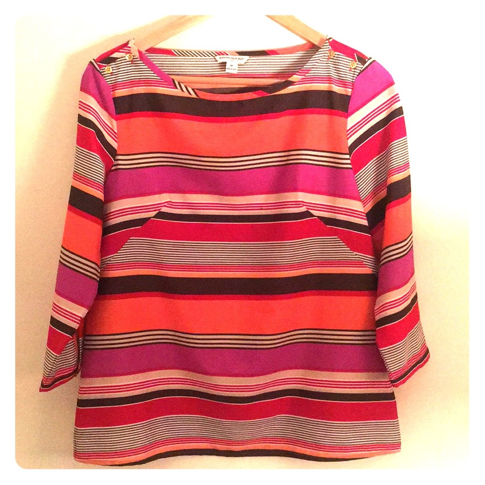 Striped Banana Republic silky blouse size M