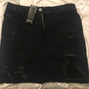 Black denim skirt