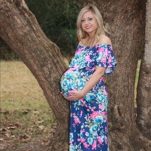 Small royal floral maternity dress