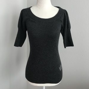 Express short sleeve gray sweater with back design