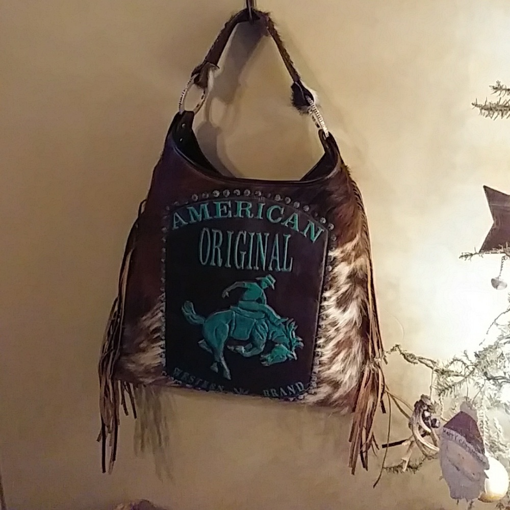 New RAVIANI Hair on Hide Leather Handbag