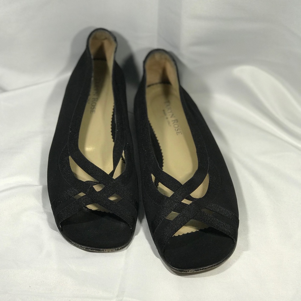 💕CUTE BLACK TARYN ROSE BALLERINA FLATS▪️Sz 6.5▪️