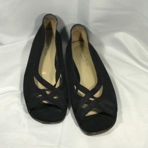 💕CUTE BLACK TARYN ROSE BALLERINA FLATS▪️Sz 6.5▪️