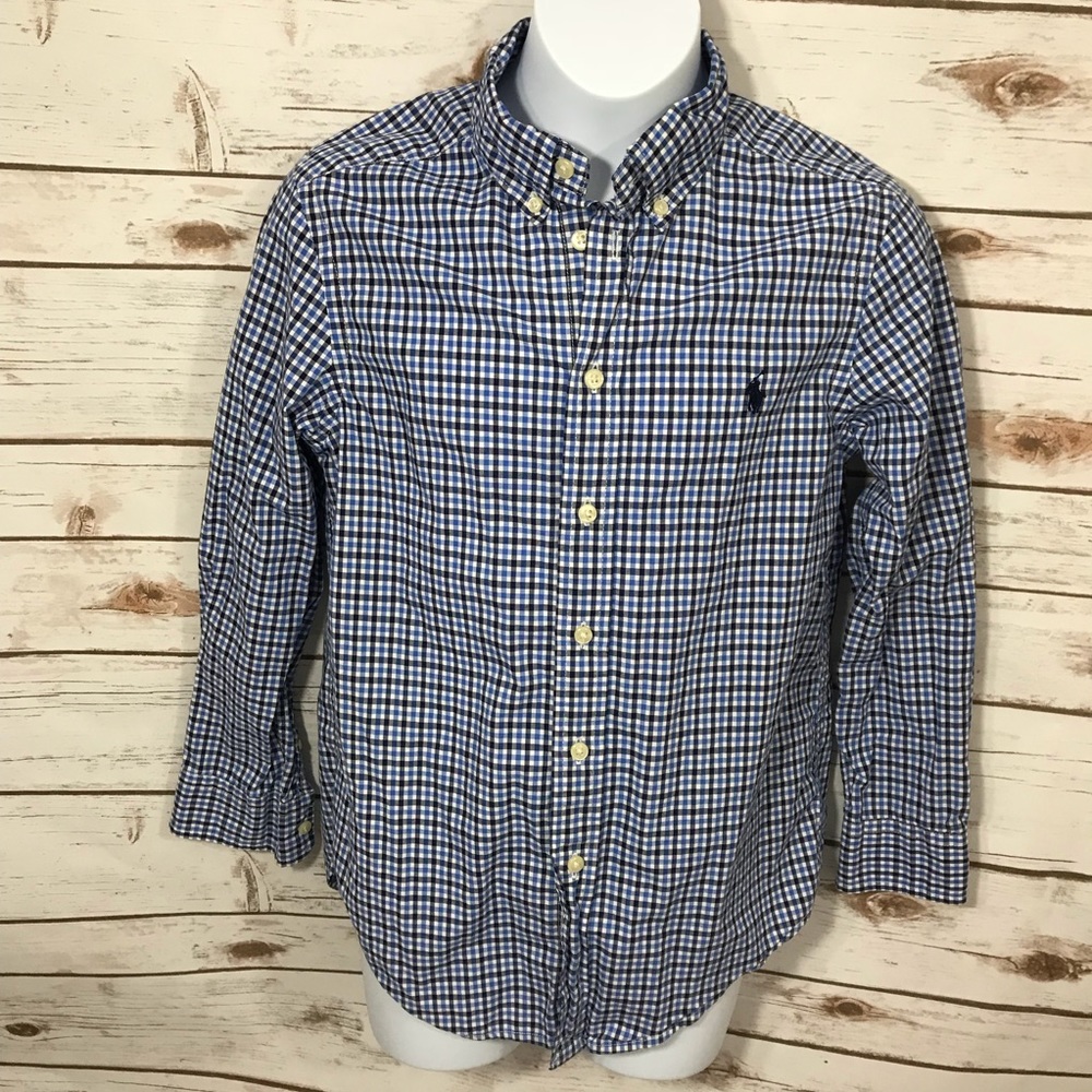 Ralph Lauren Checkered Button Shirt Boys M 10-12