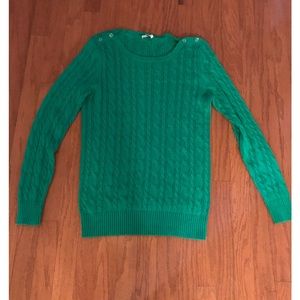 Green cable knit sweater