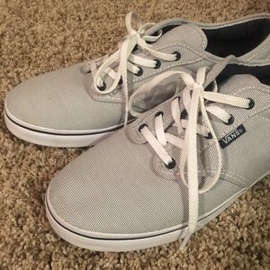 SZ 8.5 women's white and navy stripe vans