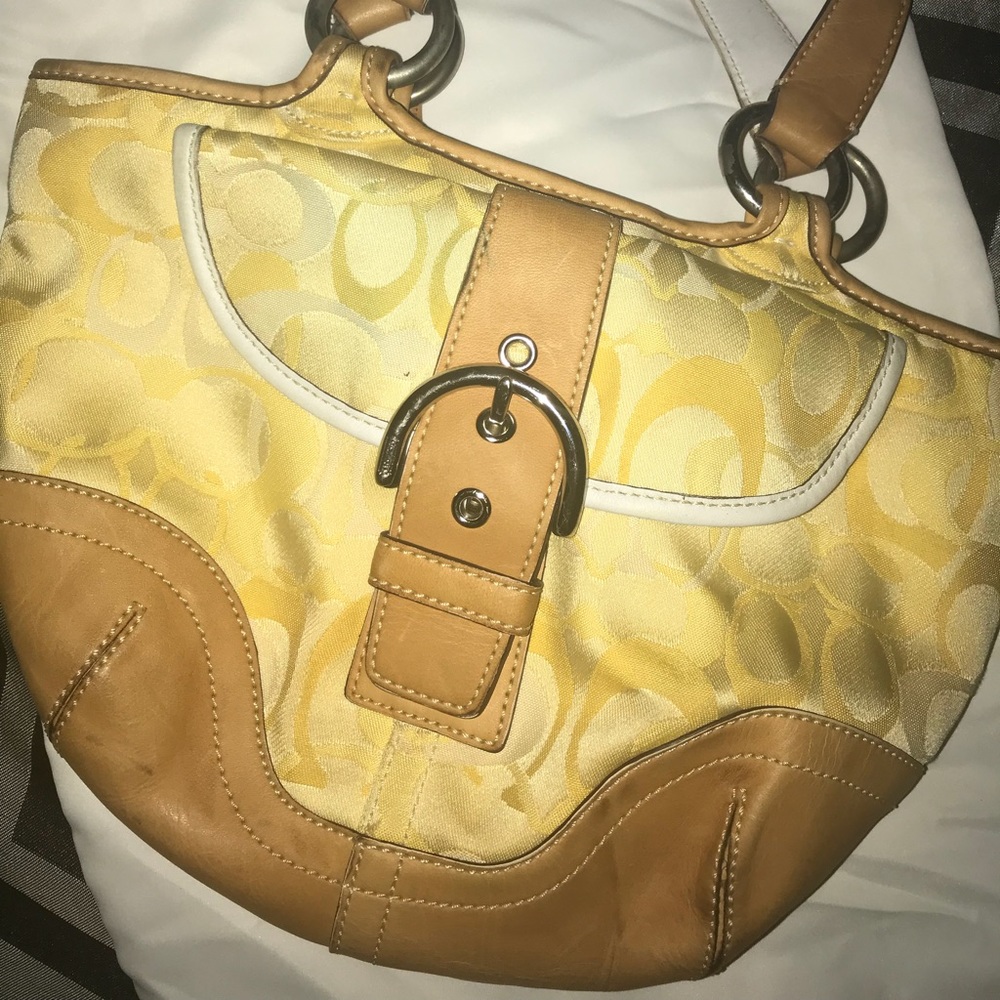 Yellow Coach handbag