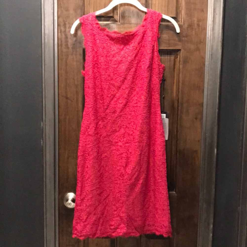 Adrianna Papell hot pink lace dress
