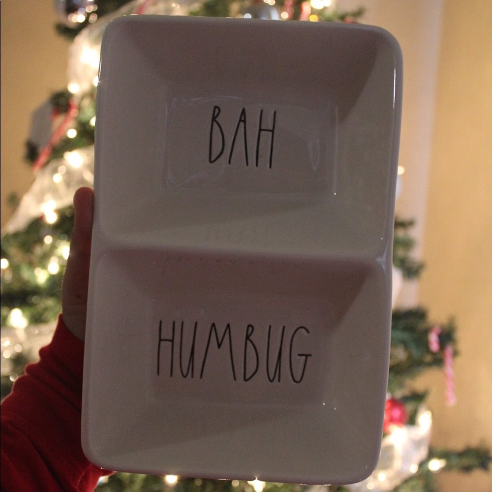 Rae Dunn "Bah Humbug" Double Sided Tray Candy Dish