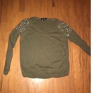 Olive green studded sweater