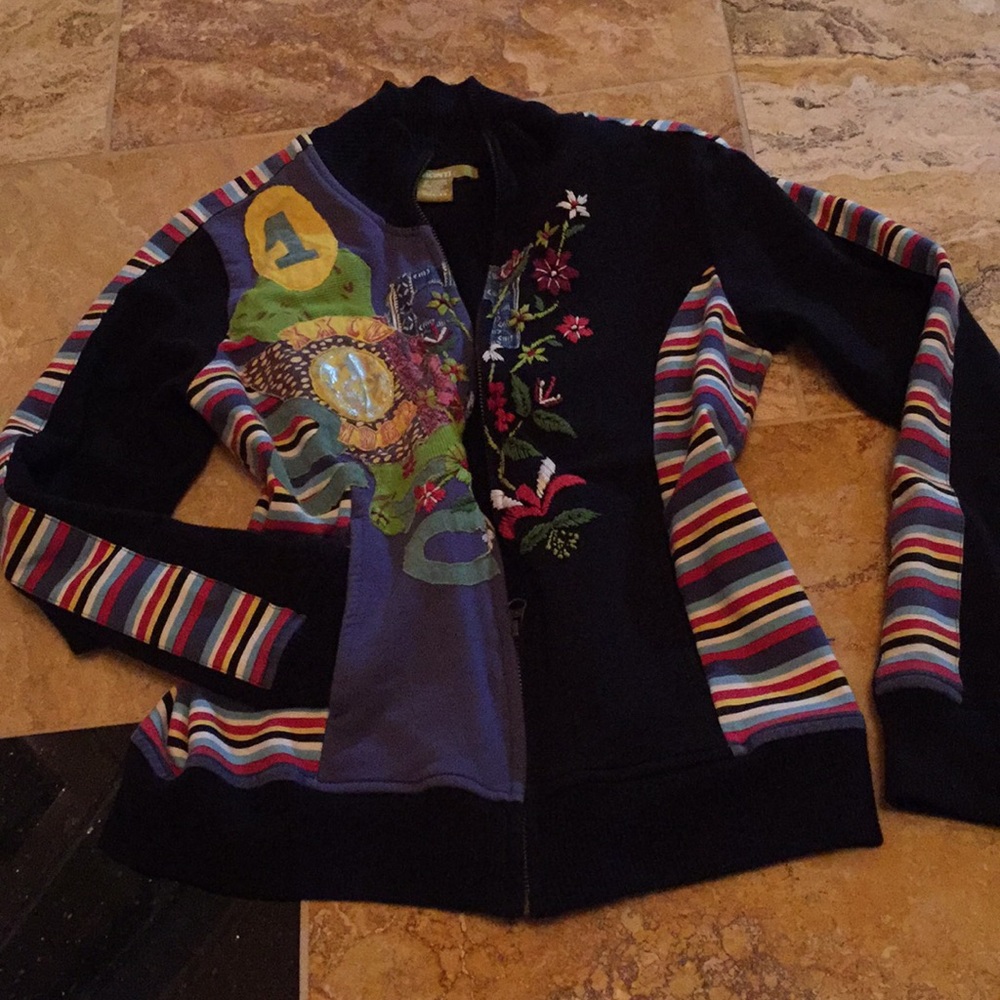 Acorn boho patchwork gypsy festival zipper sweater