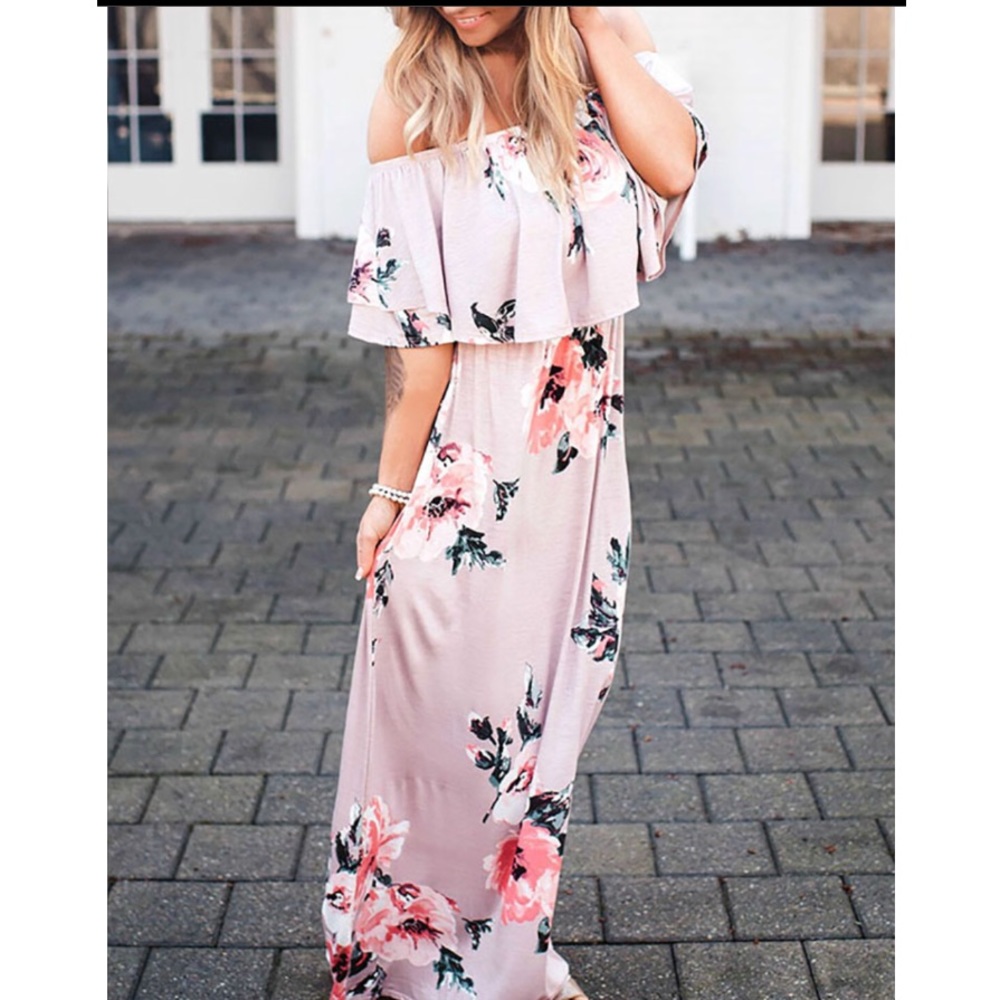 Floral Off-Shoulder Maxi Dress XXL