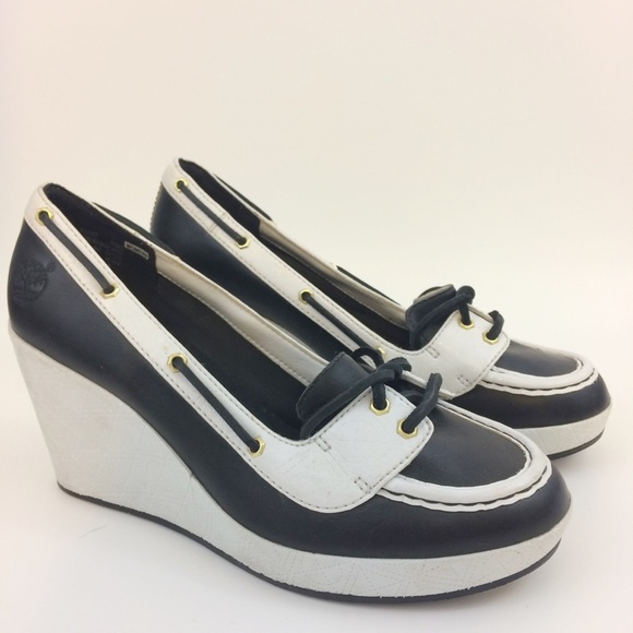 timberland wedges black
