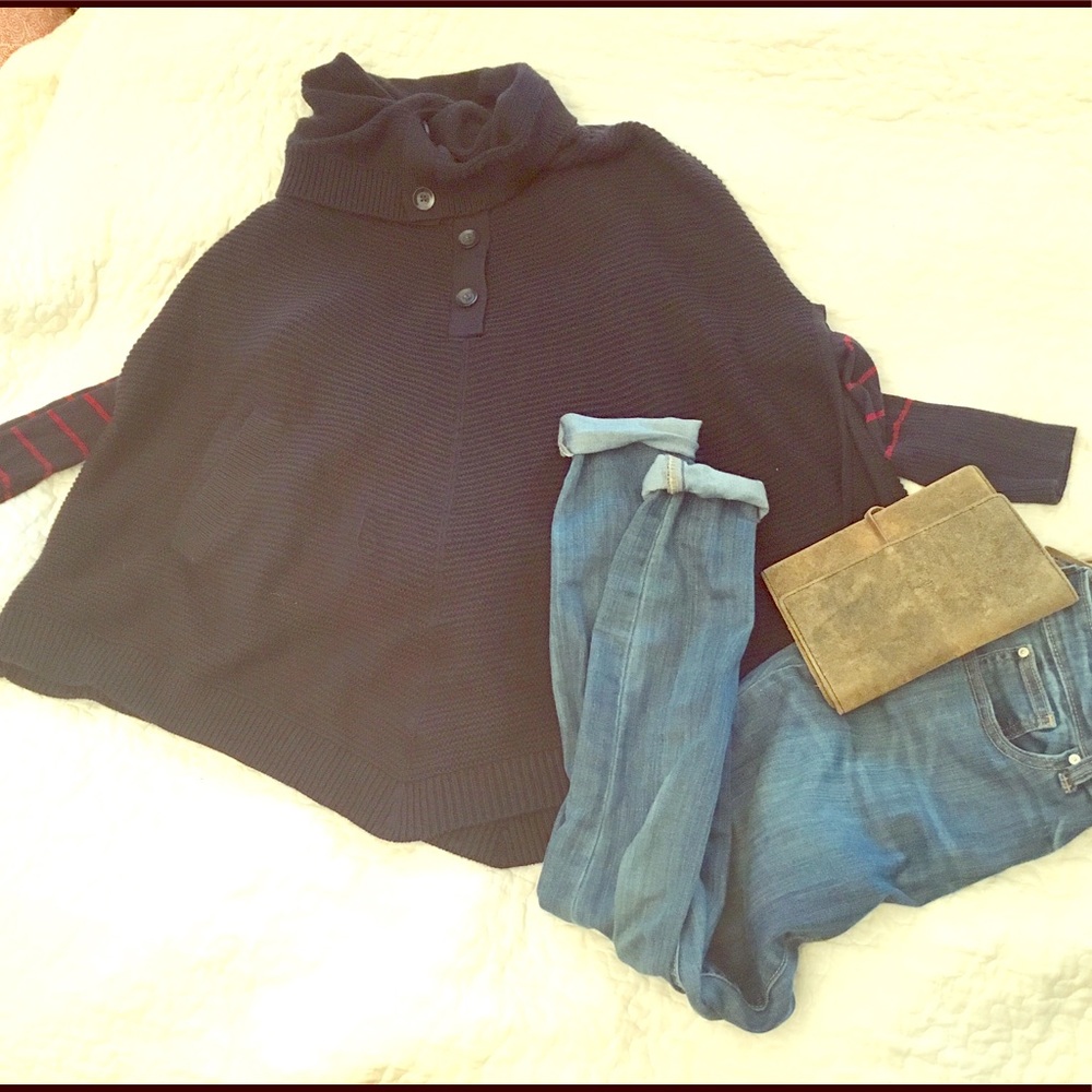 Navy blue banana republic sweater cape