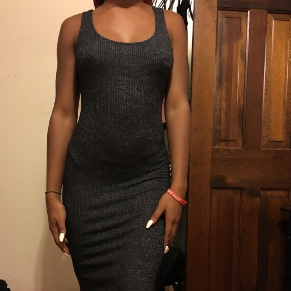 GREY MIDI BODYCON