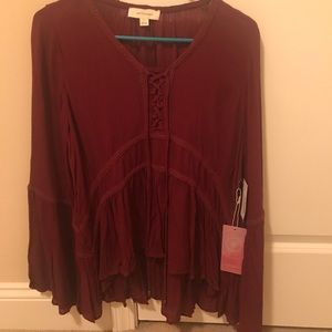 Wine colored long sleeve shirt