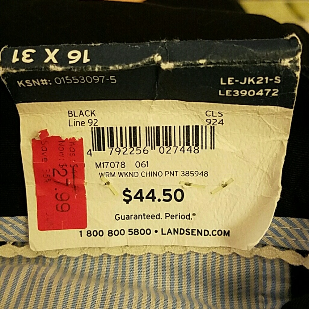 NWT Black Lands End Weekend Chino size 16