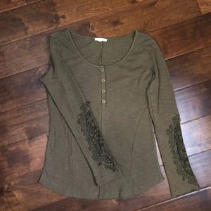Long Sleeve Top w/Crochet/LaceDetail on Sleeves