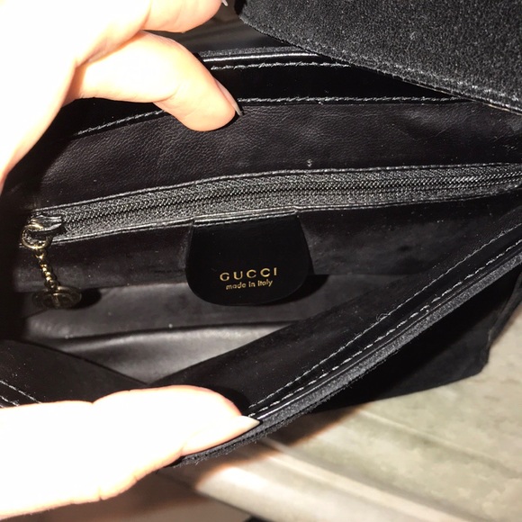 VINTAGE Gucci Black Suede Purse - Picture 7 of 8