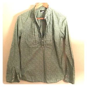 J. Crew size M green printed tuxedo button down