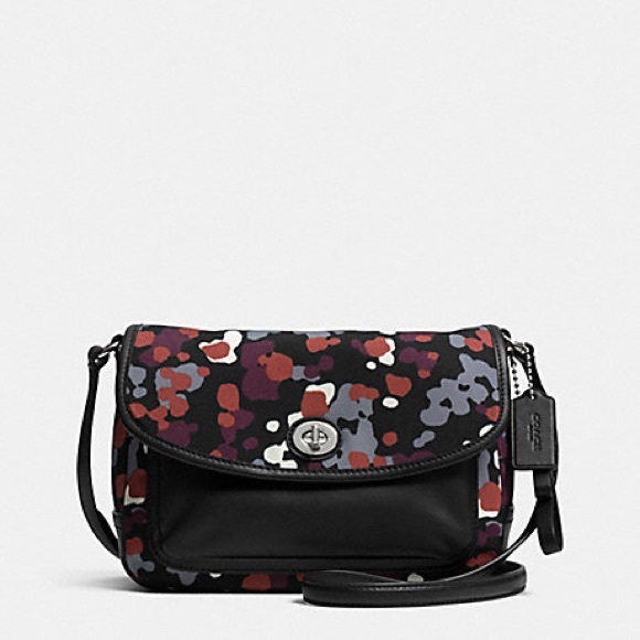 Coach PARK SPLATTER PRINT VIOLET FLAP CROSSBODY - Picture 1 of 8