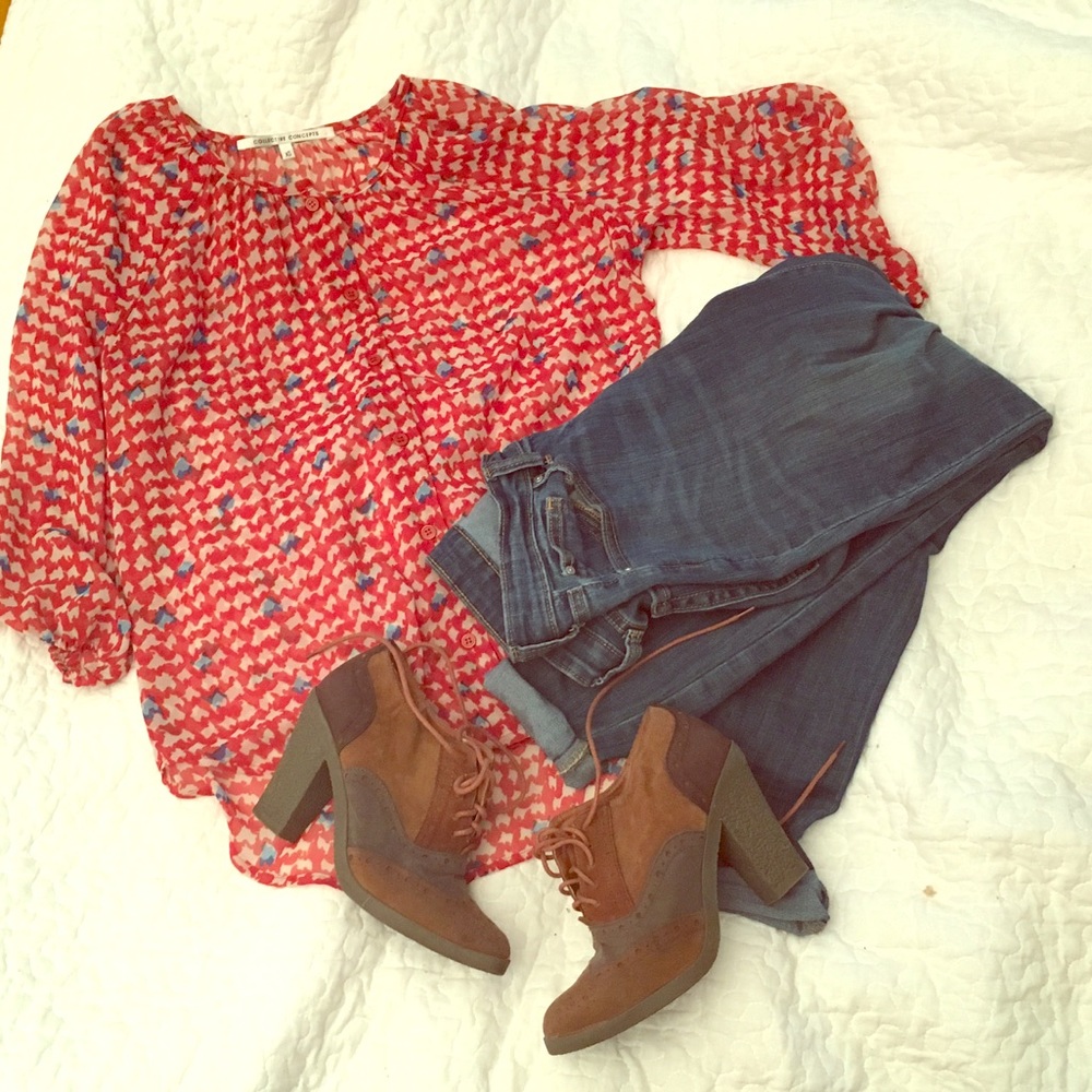 Semi-sheer tunic blouse