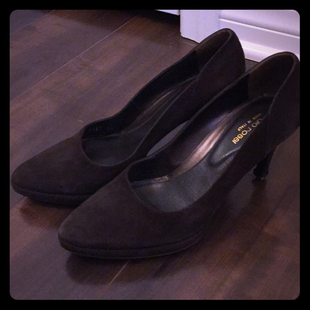 Sergio Rossi chocolate brown suede platform pumps