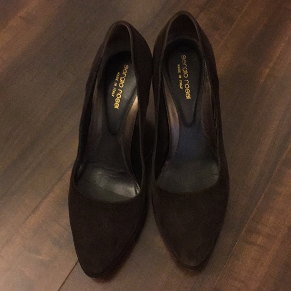 Sergio Rossi chocolate brown suede platform pumps - Picture 4 of 4