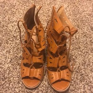 Short, Chunky, Brown Heels.